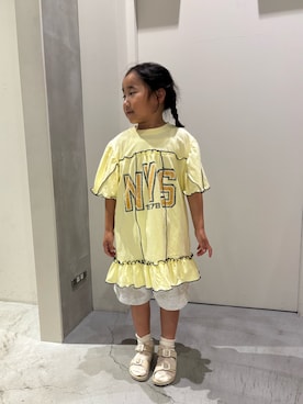 「CIAOPANIC TYPY（チャオパニックティピー）の【KIDS】メロウ切替チュニックワンピ（ワンピース、イエロー系）」を使った、Sasakiさん（メンズ・180cm）の夏コーディネート