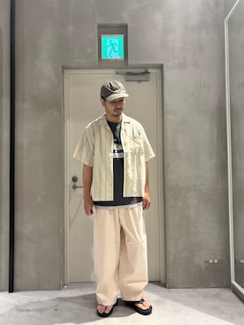 「CIAOPANIC TYPY（チャオパニックティピー）の【ユニセックスで着れる】リネンレーヨンオープンカラー半袖シャツ（シャツ/ブラウス）」を使った、Sasakiさん（メンズ・180cm）の夏コーディネート