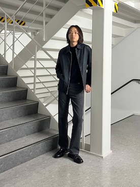 「アイテム（その他アウター、ブラック系）」を使った、UR_SkmK.さん（メンズ・167cm）の秋コーディネート