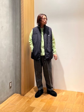 「アイテム（ダウンベスト）」を使った、UR_SkmK.さん（メンズ・167cm）の秋コーディネート