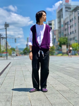 「URBAN RESEARCH（アーバンリサーチ）のアイテム（スラックス）」を使った、UR_SkmK.さん（メンズ・167cm）の夏コーディネート