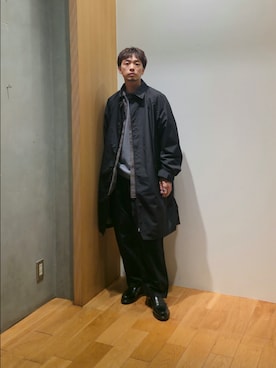 「アイテム（ステンカラーコート）」を使った、UR_SkmK.さん（メンズ・167cm）の秋コーディネート