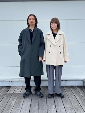 「アイテム（ピーコート）」を使った、UR_SkmK.さん（メンズ・167cm）の秋コーディネート