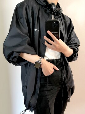「Champion（チャンピオン）のアイテム（ジャケット/アウター）」を使った、t u k iさん（レディース・157cm）の春コーディネート