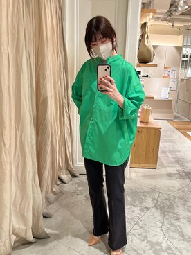 「mystic（ミスティック）のセンターステッチフレアデニム（デニムパンツ）」を使った、senahideshimaさん（レディース・162cm）の春コーディネート