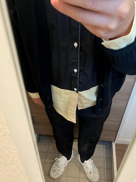 「BLACK COMME des GARCONS（ブラックコムデギャルソン）のアイテム（スラックス）」を使った、yukiさん（メンズ・170cm）の秋コーディネート