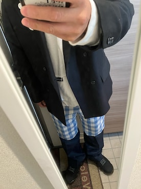 「アイテム（パーカー、ホワイト系）」を使った、yukiさん（メンズ・170cm）の秋コーディネート