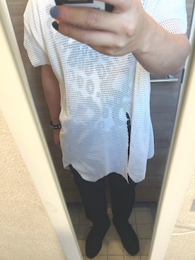 「BLACK COMME des GARCONS（ブラックコムデギャルソン）のアイテム（パンツ）」を使った、yukiさん（メンズ・170cm）の夏コーディネート