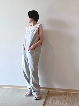 「パンツスタイル」｜「アイテム（サロペット/オーバーオール）」を使った、mayu.tさん（レディース・155cm）の夏コーディネート