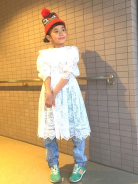 「古着ワンピ」｜かりなさん（キッズ・132cm）の夏コーディネート