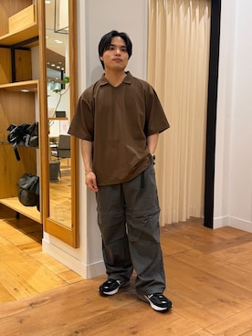 「URBAN RESEARCH DOORS（アーバンリサーチドアーズ）の『吸水速乾/防シワ/抗ピリング/UVカット/イージーケア』DRYMIX Vネック ポロカラー ショートスリーブ Tシャツ（Tシャツ/カットソー、ブラウン系）」を使った、katsukiさん（メンズ・168cm）の春コーディネート