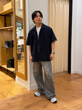 「EKAL（エカル）のDOT AIR SHORT-SLEEVE SHIRTS（シャツ/ブラウス、ブルー系）」を使った、katsukiさん（メンズ・168cm）の春コーディネート