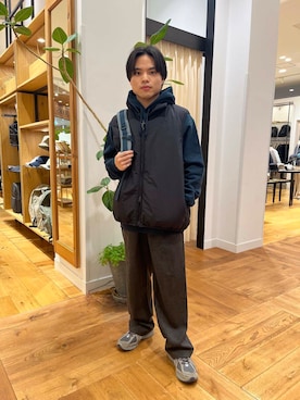 「アイテム（ダウンベスト）」を使った、katsukiさん（メンズ・168cm）の秋コーディネート