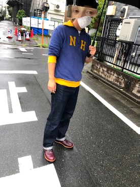 「TCB jeans（ティーシービージーンズ）のアイテム（パンツ）」を使った、おすーやん【相互】さん（メンズ・172cm）の秋コーディネート