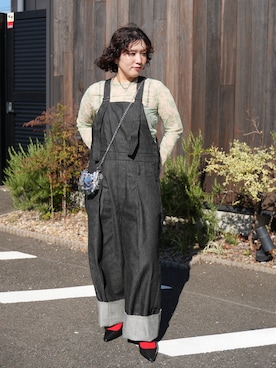「アイテム（サロペット/オーバーオール）」を使った、harukaさん（レディース・157cm）の秋コーディネート