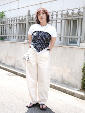 「 hellam（へラム）のアイテム」を使った、harukaさん（レディース・157cm）の夏コーディネート
