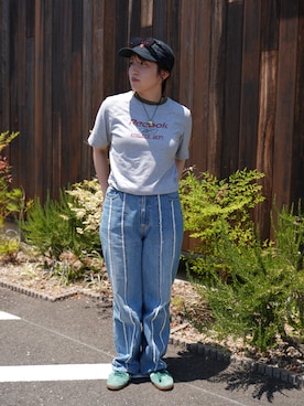 「BEAMS BOY（ビームスボーイ）のNEW ERA × BEAMS BOY / 別注 930 ブラックウォッチ キャップ（キャップ、その他）」を使った、harukaさん（レディース・157cm）の春コーディネート