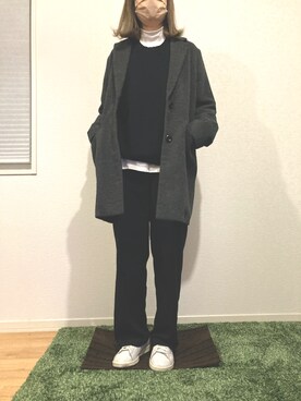 「UNIQLO（ユニクロ）のアイテム（ベスト、ブラック系）」を使った、saya.さん（レディース・163cm）の冬コーディネート