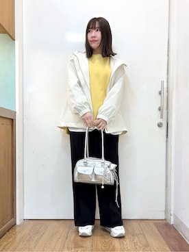 「SHOO・LA・RUE（シューラルー）の【高レビュー/洗濯機可/S-LL】さらに軽くなった スポンディッシュ裾フェイクトップス（ニット/セーター、イエロー系）」を使った、だいわさん（レディース・155cm）の冬コーディネート