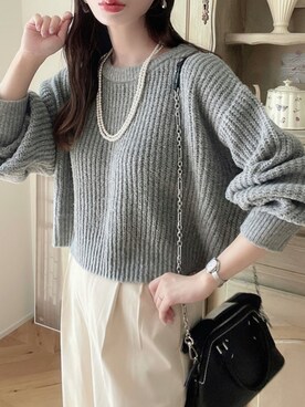 「GRL（グレイル）のアイテム（ニット/セーター）」を使った、mocoさん（レディース・158cm）の秋コーディネート