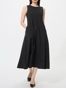 「UNIQLO（ユニクロ）のアイテム（ワンピース、ブラック系）」を使った、mocoさん（レディース・158cm）の夏コーディネート