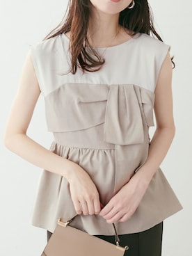 「natural couture（ナチュラルクチュール）のアイテム（シャツ/ブラウス、ベージュ系）」を使った、mocoさん（レディース・158cm）の夏コーディネート