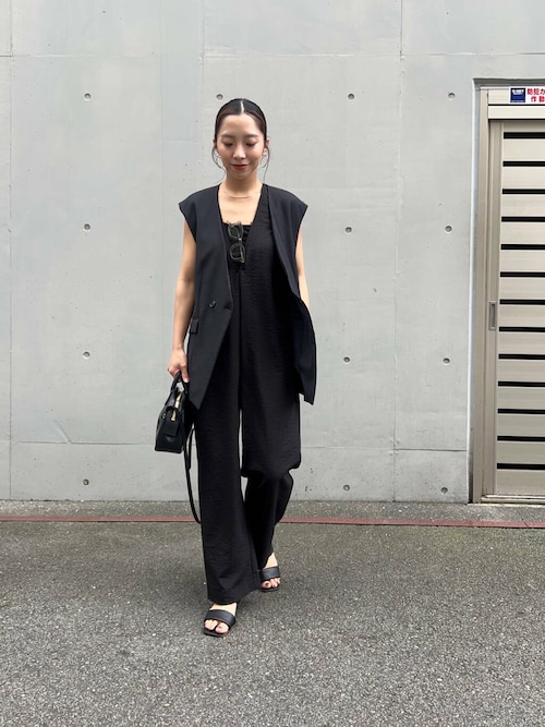 セール】『2サイズ展開』リネンライク深Vネックオールインワン