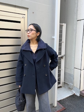 「アイテム（ピーコート）」を使った、スズキダさん（レディース・160cm）の秋コーディネート