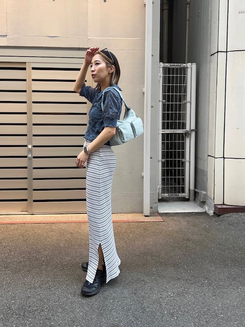 new basic　リネン混ワッシャーシャツカラーニット