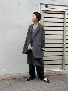 「レイヤード」｜「アイテム（その他アウター）」を使った、SAKIさん（レディース・160cm）の秋コーディネート
