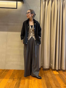 「アイテム（その他アウター、ブラック系）」を使った、スズキダさん（レディース・160cm）の秋コーディネート