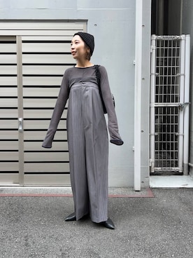 「アイテム（オールインワン・サロペット、グレー系）」を使った、SAKIさん（レディース・160cm）の秋コーディネート