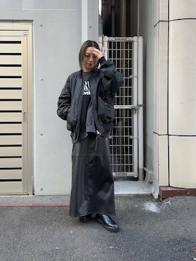 「アイテム（MA-1）」を使った、スズキダさん（レディース・160cm）の冬コーディネート