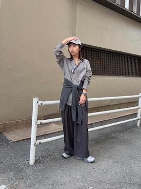 「アイテム（ストール/ショール）」を使った、スズキダさん（レディース・161cm）の秋コーディネート