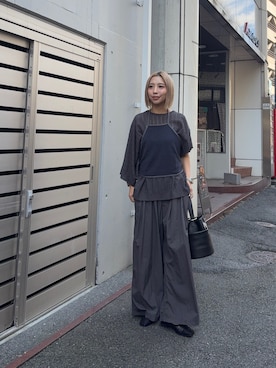 「LAATO（ラート）のpiping set one piece（ワンピース、ブルー系）」を使った、スズキダさん（レディース・160cm）の夏コーディネート
