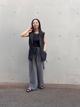 「アイテム（その他アウター、ブラック系）」を使った、SAKI.さん（レディース・160cm）の夏コーディネート