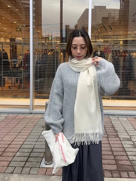 「URBAN RESEARCH（アーバンリサーチ）のアイテム（ストール/ショール）」を使った、スズキダさん（レディース・160cm）の冬コーディネート