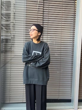 「アーバンリサーチ」｜「アイテム（スウェット）」を使った、SAKI.さん（レディース・160cm）の冬コーディネート