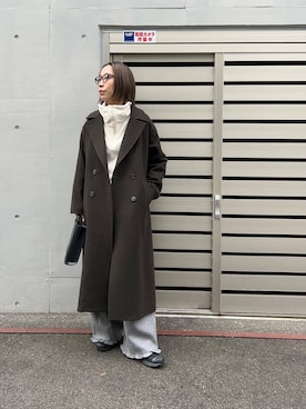 「アイテム（チェスターコート）」を使った、スズキダさん（レディース・160cm）の冬コーディネート