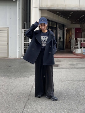 「アイテム（ピーコート）」を使った、スズキダさん（レディース・160cm）の冬コーディネート