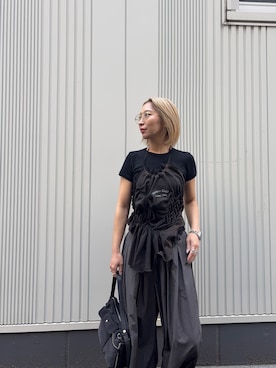 「URBAN RESEARCH（アーバンリサーチ）のnew basic　WASHABLE WOOL BABY T-SHIRTS（Tシャツ/カットソー、ブラック系）」を使った、スズキダさん（レディース・160cm）の夏コーディネート