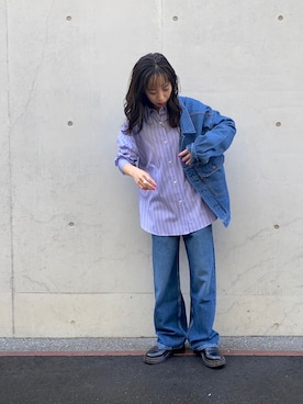 「オーバーシャツ」｜「アイテム（ジャケット/アウター）」を使った、SAKI.さん（レディース・161cm）の秋コーディネート