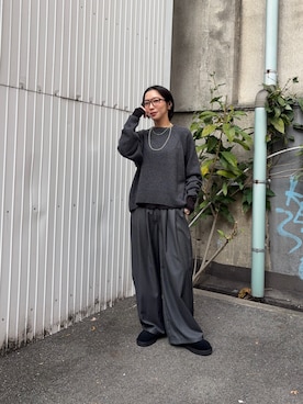 「メガネ女子」｜スズキダさん（レディース・161cm）の冬コーディネート