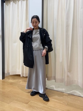 「KBF（ケイビーエフ）のアイテム（ナイロンジャケット）」を使った、SAKI.さん（レディース・160cm）の冬コーディネート