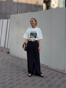「URBAN RESEARCH（アーバンリサーチ）の別注/Disney/プリントT-SHIRTS（Tシャツ/カットソー、その他）」を使った、スズキダさん（レディース・160cm）の夏コーディネート