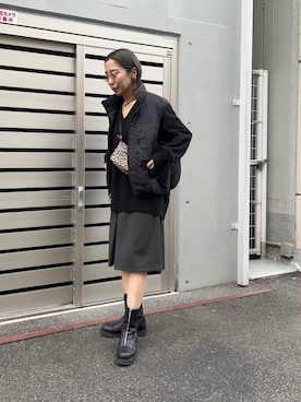 「レイヤード」｜「アイテム（その他アウター）」を使った、SAKIさん（レディース・160cm）の秋コーディネート