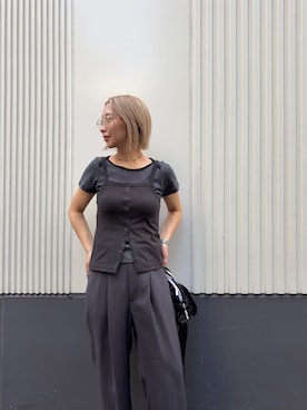 「URBAN RESEARCH（アーバンリサーチ）の『別注』onit×URBAN RESEARCH　キャミソールトップス（キャミソール、ブラック系）」を使った、スズキダさん（レディース・160cm）の夏コーディネート