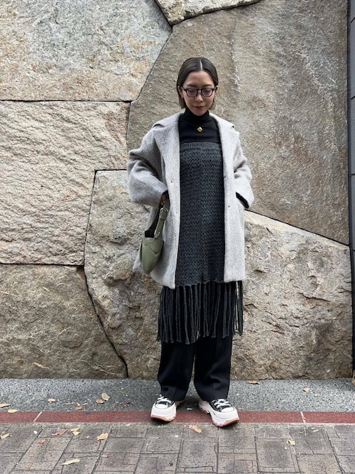 極美品✨現行品✨LAATO 2024秋冬　セーラーカラー　オーバコート　グレー 極美品✨現行品✨LAATO 2024秋冬 セーラーカラー オーバコート