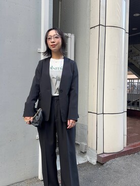 「URBAN RESEARCH（アーバンリサーチ）のアイテム（ノーカラージャケット）」を使った、スズキダさん（レディース・160cm）の冬コーディネート