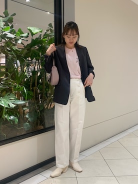 「URBAN RESEARCH（アーバンリサーチ）のアイテム（ノーカラージャケット）」を使った、とやまさん（レディース・162cm）の春コーディネート